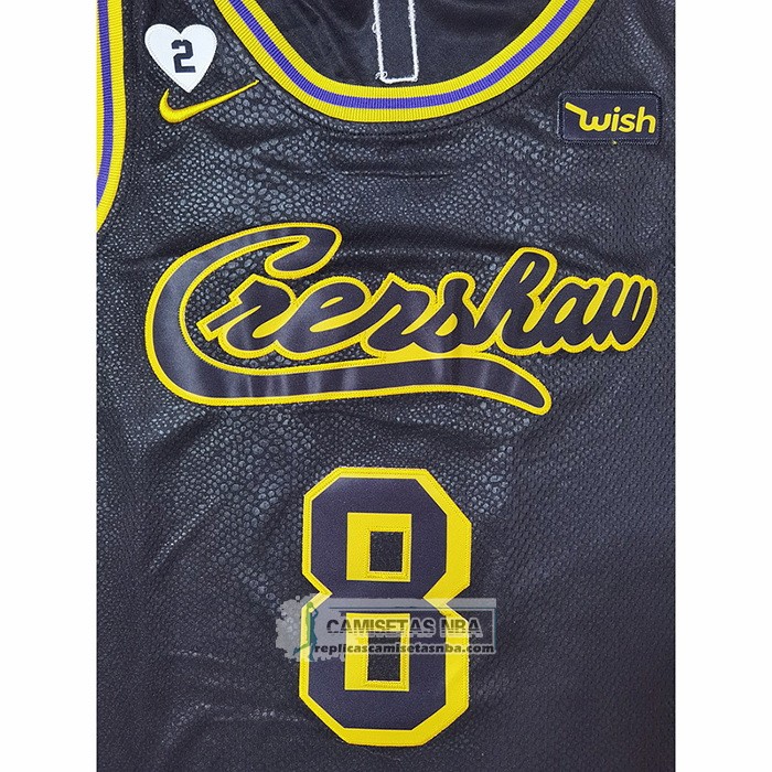 Camiseta Los Angeles Lakers Kobe Bryant NO 8 Crenshaw Black Mamba Negro